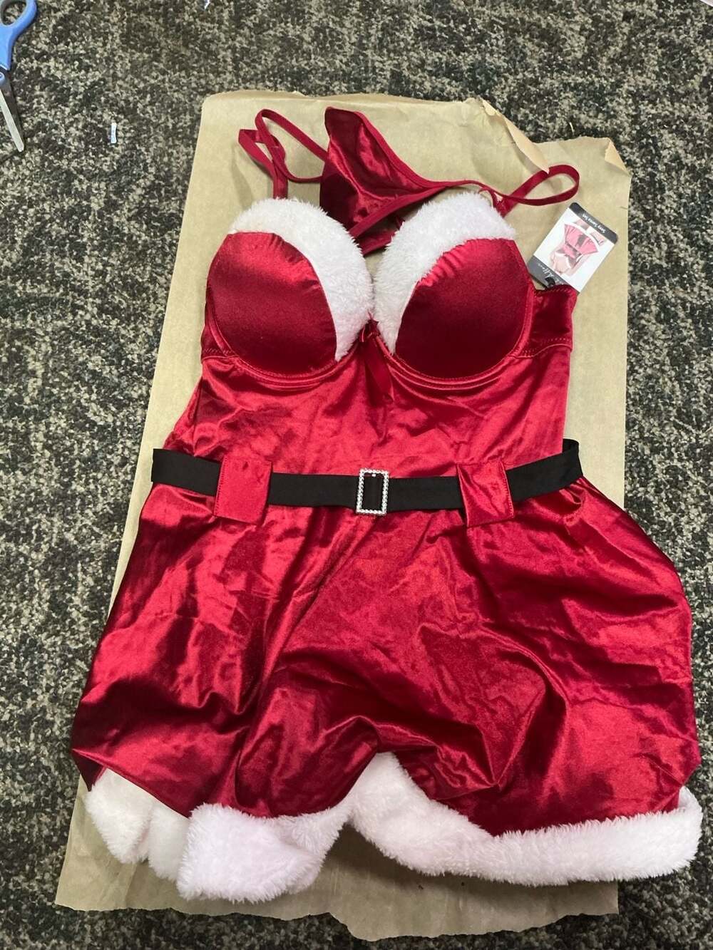French Affair Sexy Santa Babydoll and G-String Set